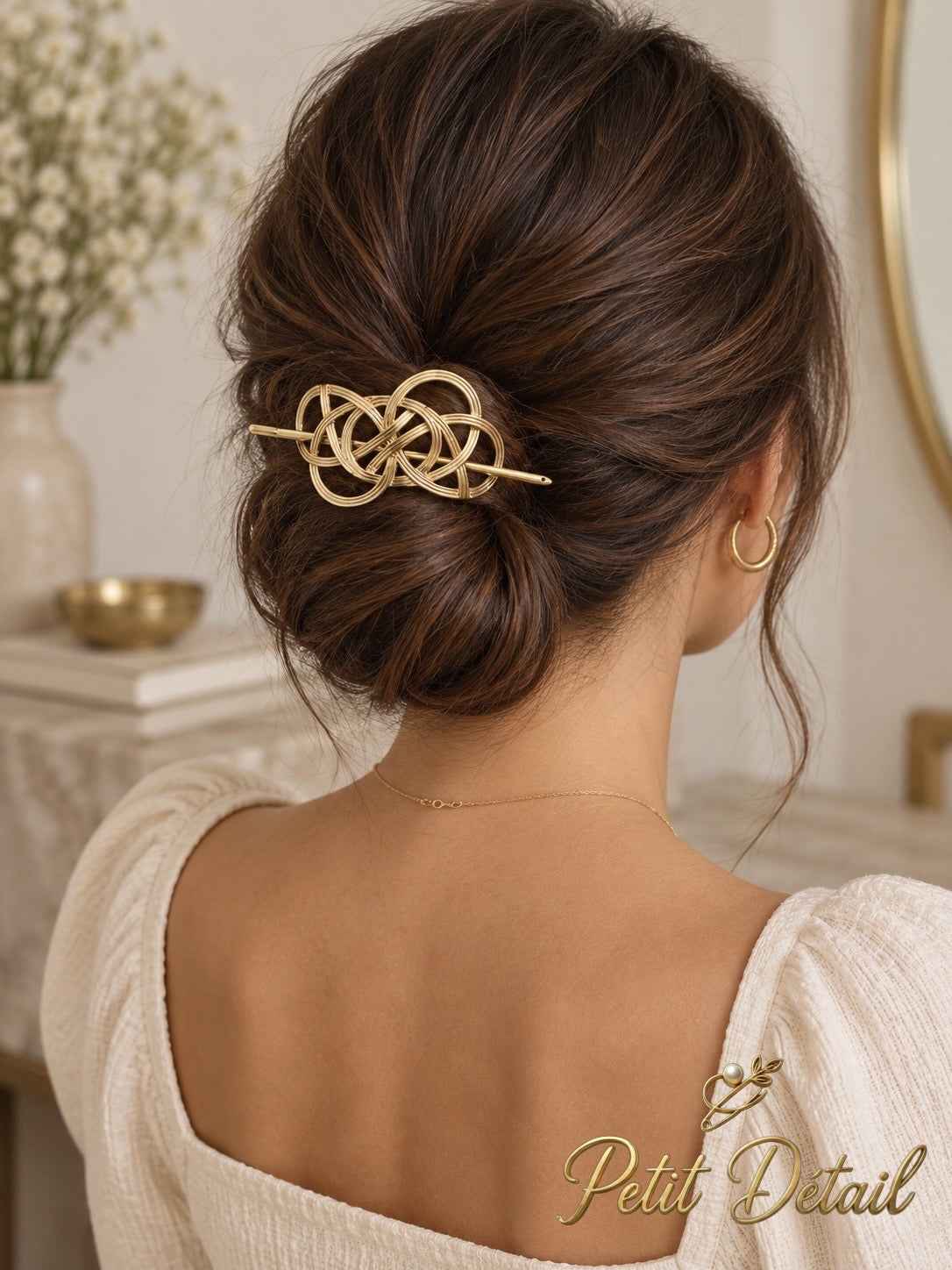 Interwoven Gold-Tone Hair Cuff with Stick Petit Détail Lebanon