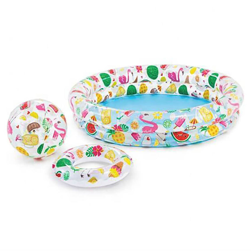Intex Inflatable Fruits Pool Set - Includes Swim Ring & Beach Ball