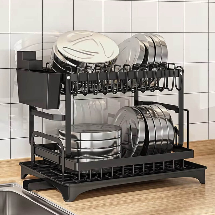 Durable iron dish drain rack for organized kitchens