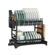 Iron double-layer dish drain rack for kitchen countertops