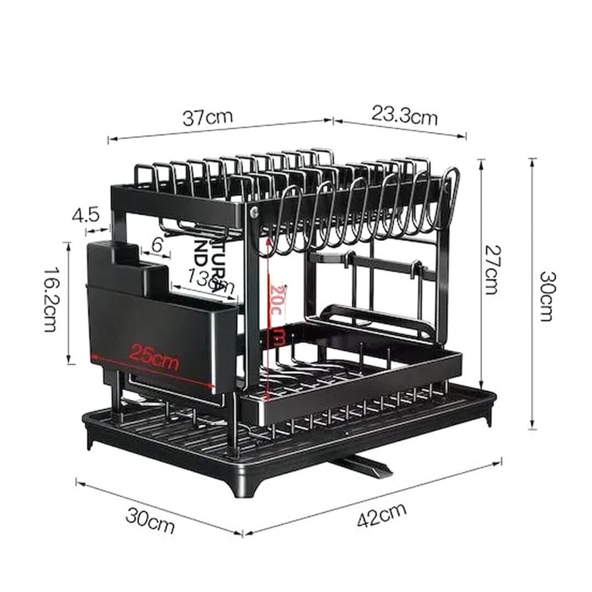 Space-saving double-layer dish drying rack