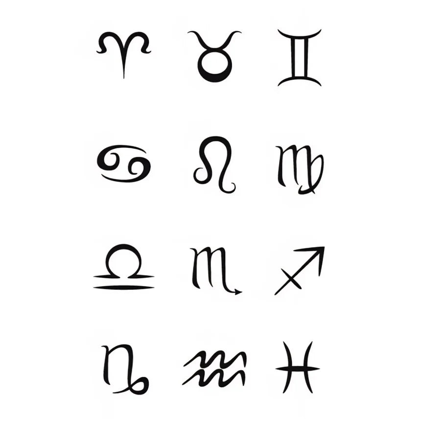 Zodiac Signs Temporary Tattoo (Semi-Permanent Tattoo)