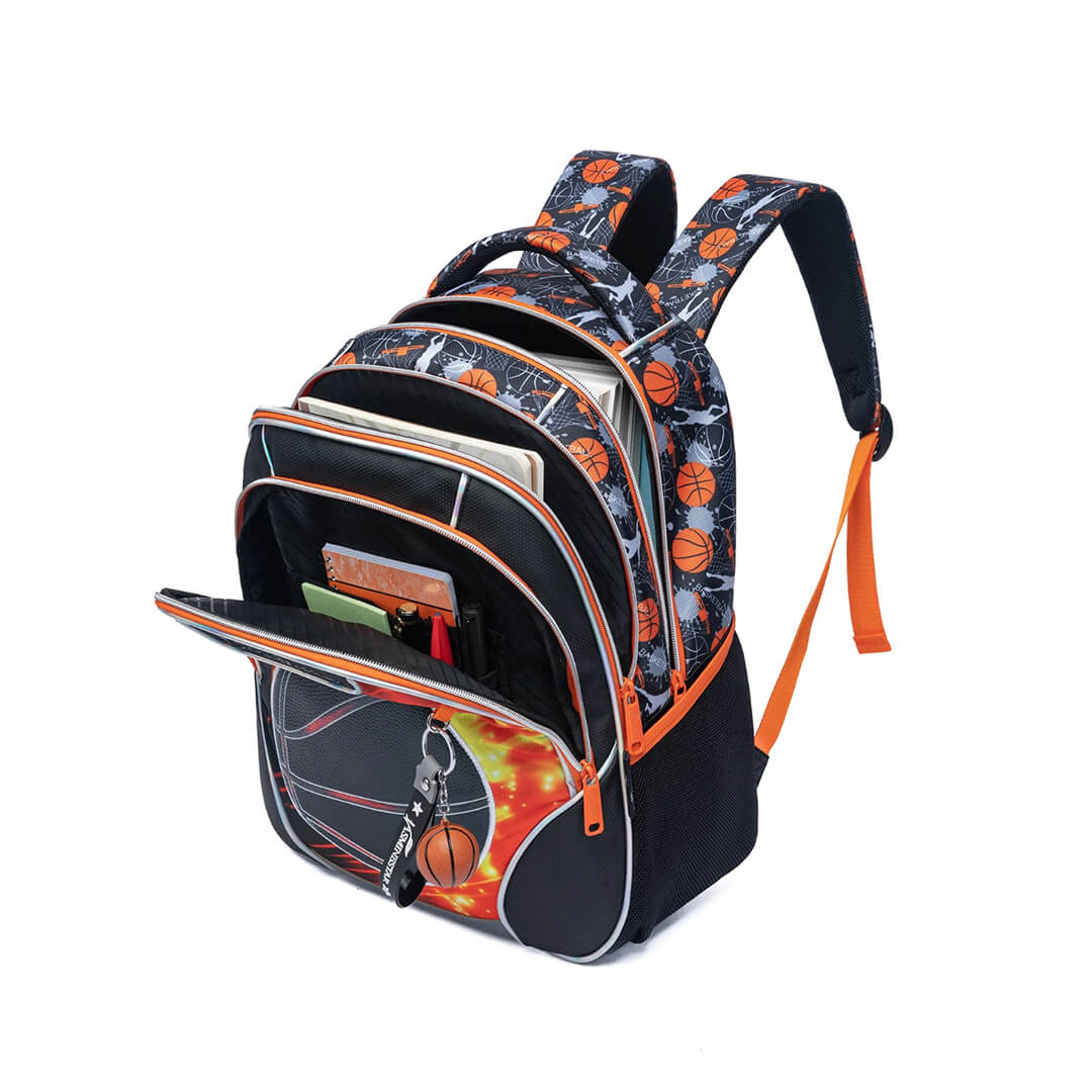 Jasminstar Backpack with basketball design with books inside