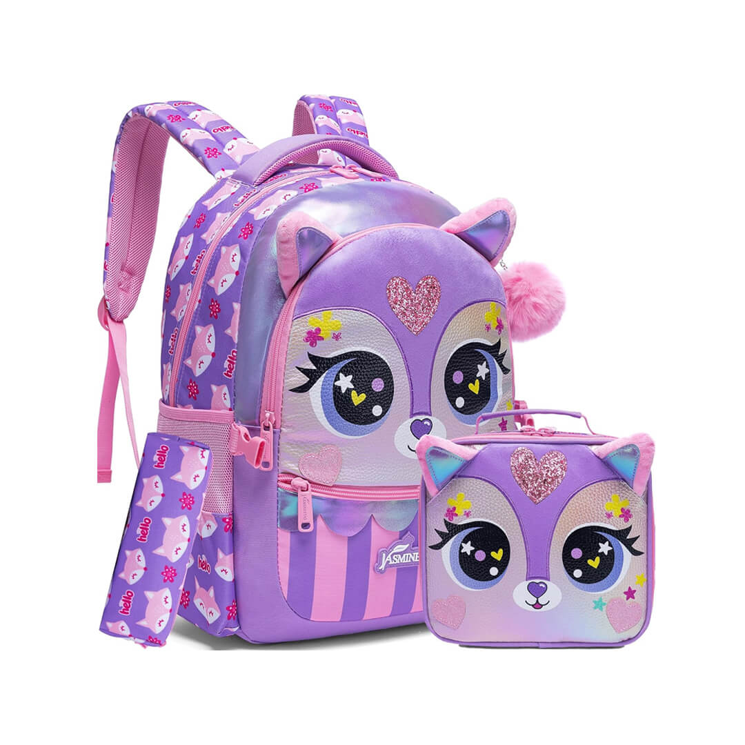 jasminstar Cute cat design backpack, lunch bag, and pencil case combo