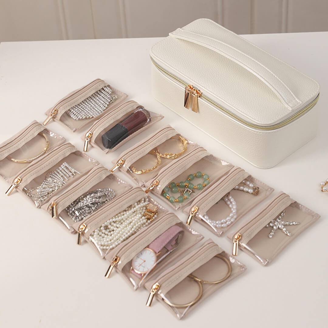 Compact jewelry storage organizer for travel use
