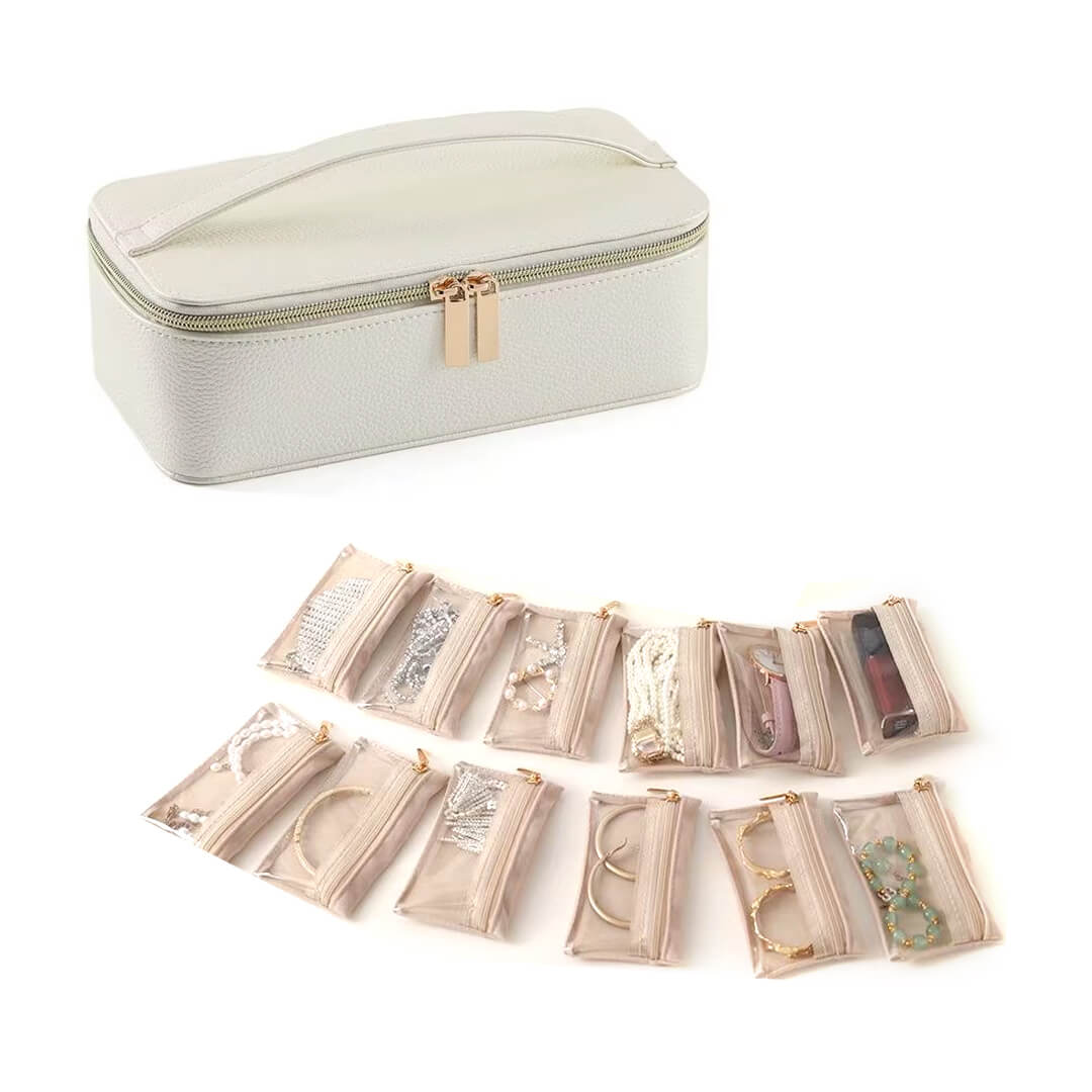 Travel jewelry organizer for rings, earrings, and necklaces