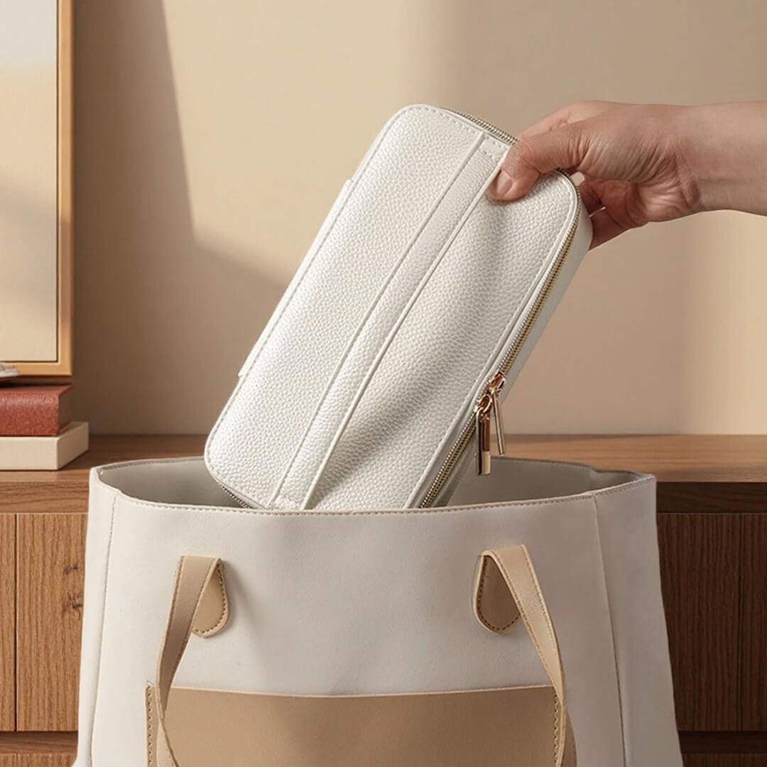 Jewelry travel case with separate pouches for accessories