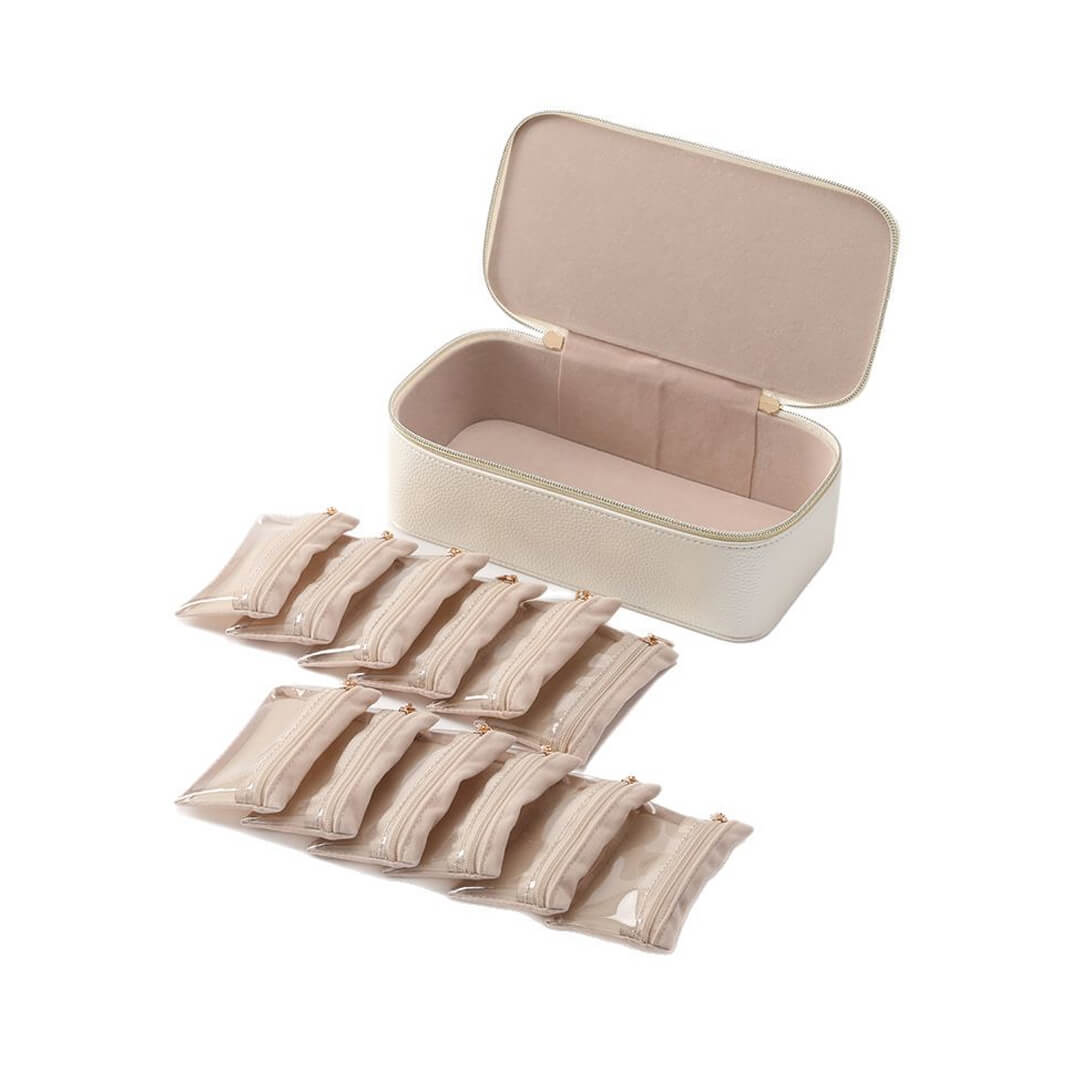 Jewelry storage bag with transparent pouches for easy access
