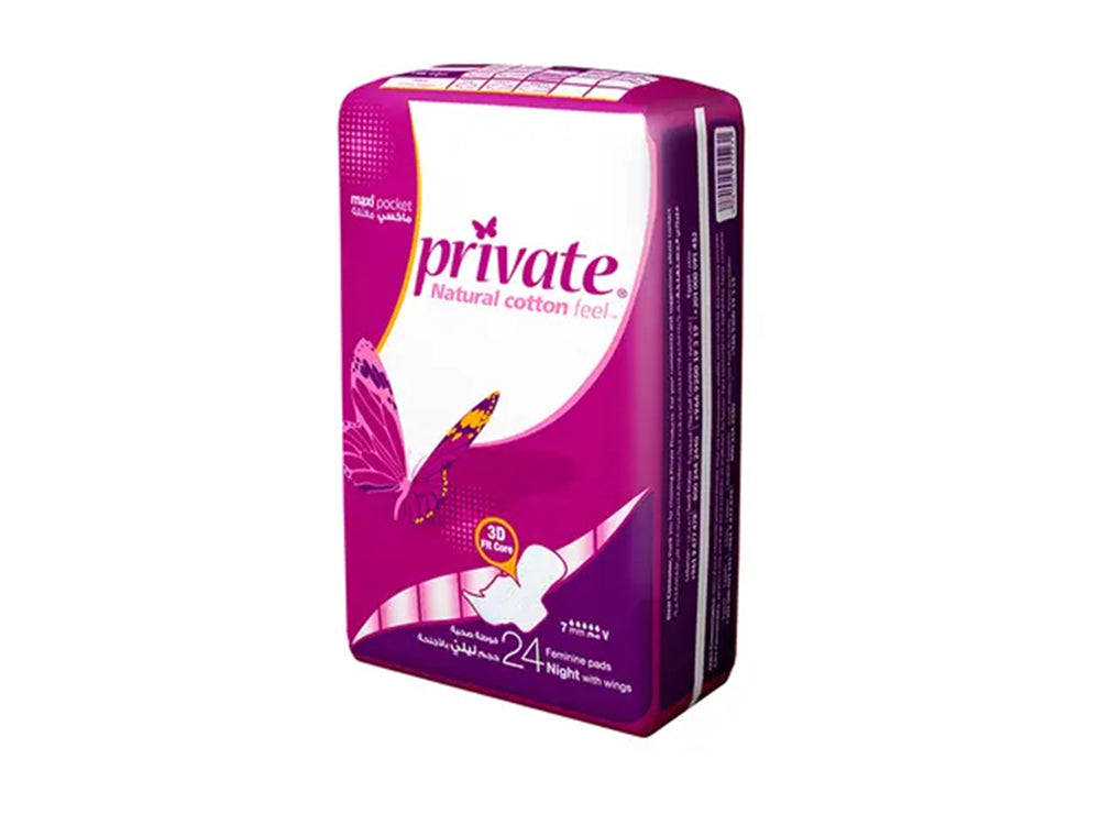 Private Maxi Pocket Night Sanitary Pads 24 Pieces