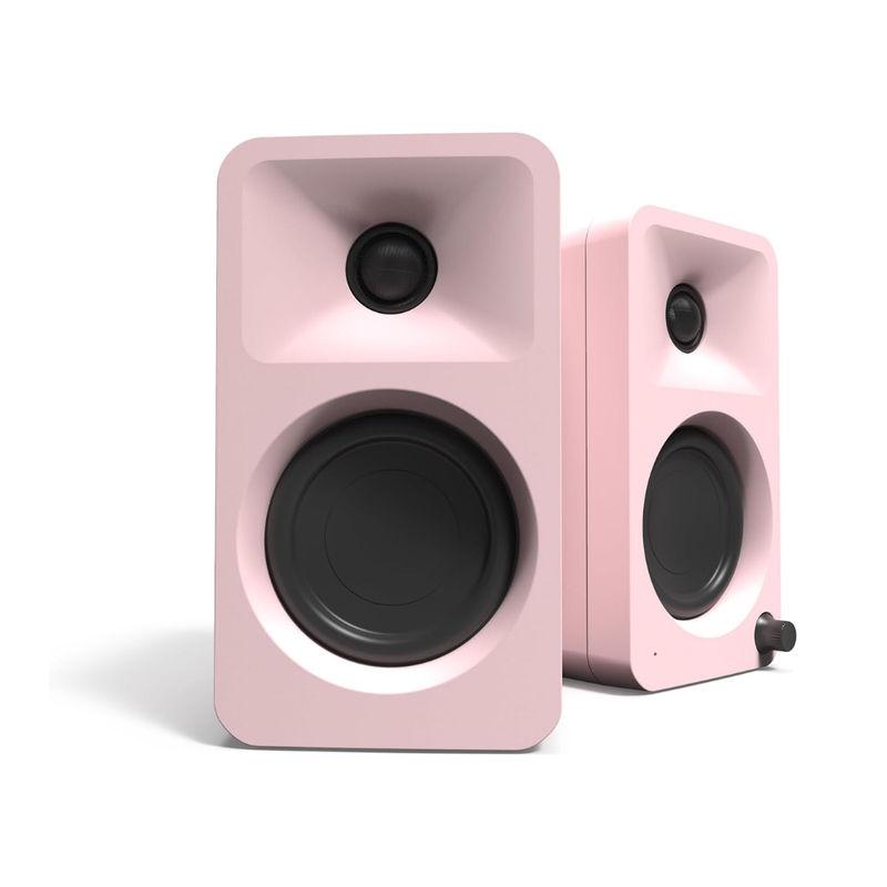Kanto ORAMP 100W Powered Reference Desktop Speakers with Bluetooth 5.0 and USB-C Input, Type G Power Cord, Matte Pink (Sold in Pairs)