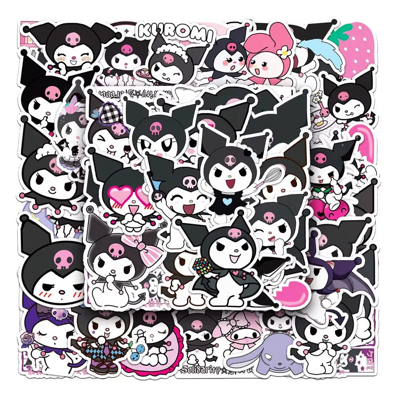Collection of cartoon character stickers with various poses and expressions on a white background.