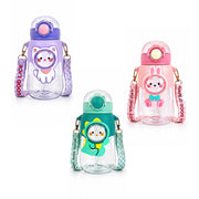 kids' BPA-free water bottle with dino, rabbit and cat design for boys and girls