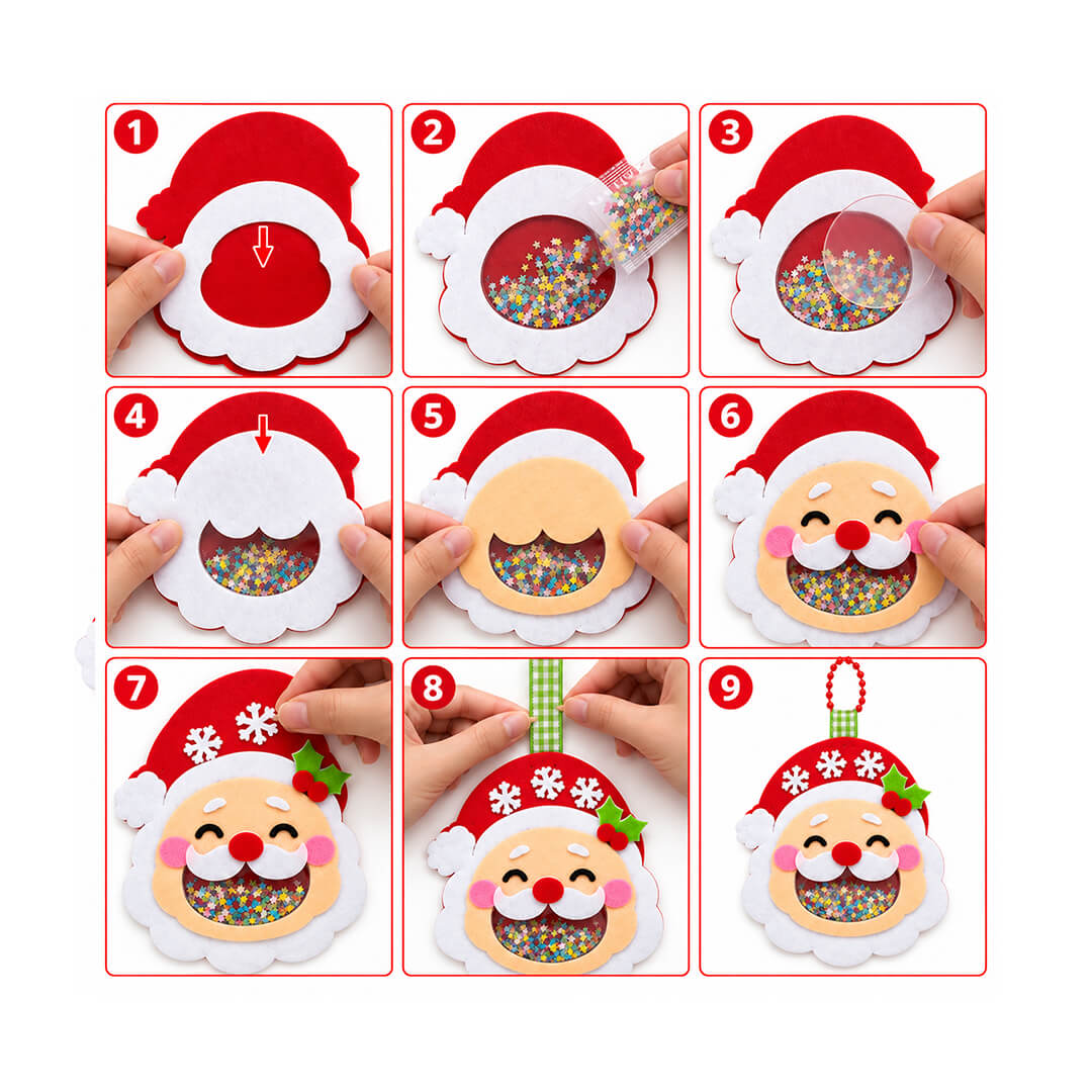 Santa and tree DIY Christmas hanging decorations for kids