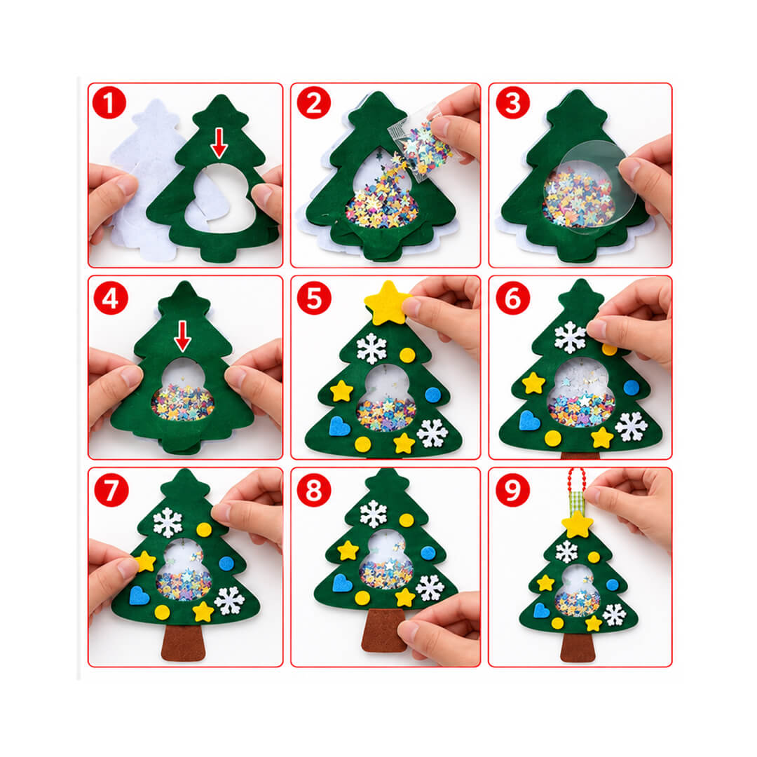 Step-by-step Christmas tree ornament craft activity
