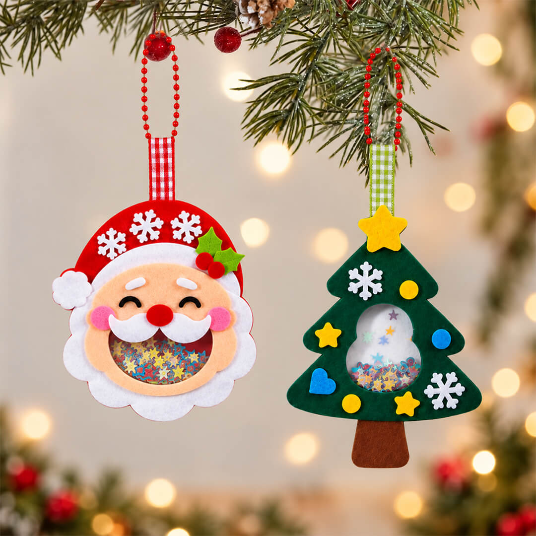 DIY Christmas ornament craft kit for kids, santa and tree designs