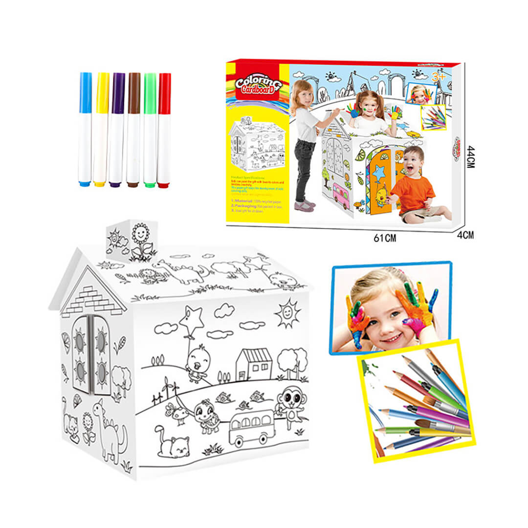 DIY cardboard graffiti house craft for children