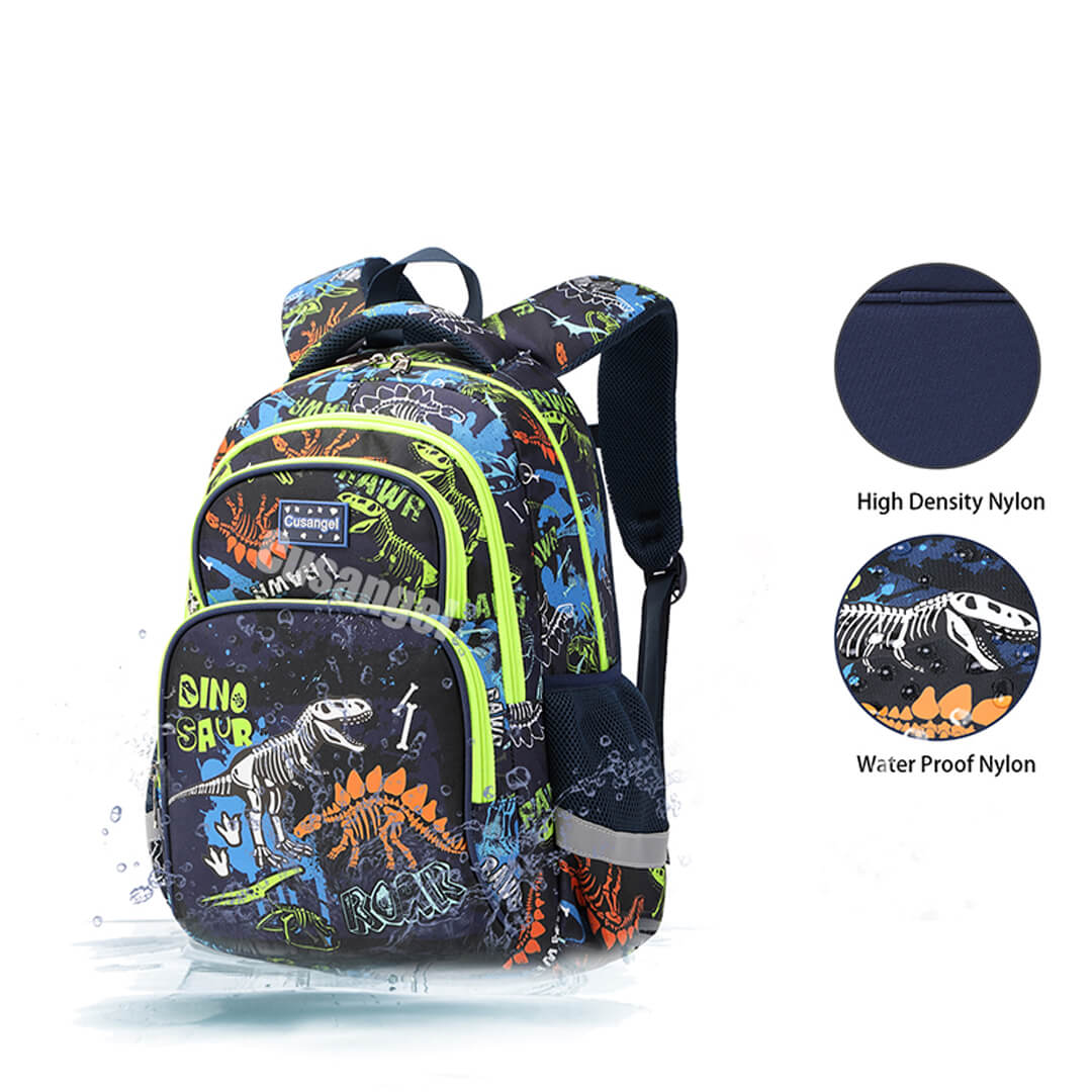 Waterproof kids backpack set with lunch bag and pencil case in dino design