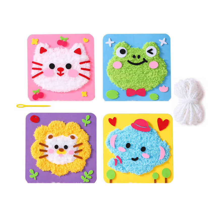 DIY animal sewing craft kit for kids with yarn and felt pieces