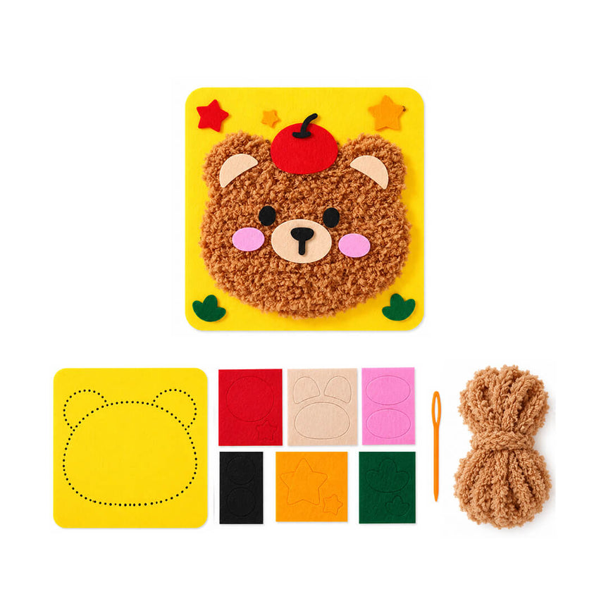 DIY bear sewing and fluffy yarn craft kit for kids