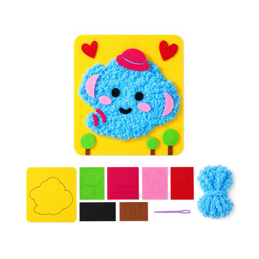 DIY elephant sewing and fluffy yarn craft kit for kids
