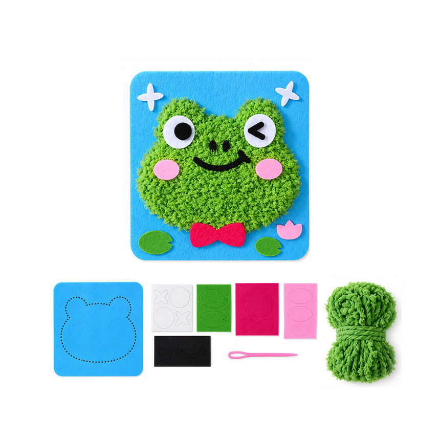 DIY frog sewing and fluffy yarn craft kit for kids