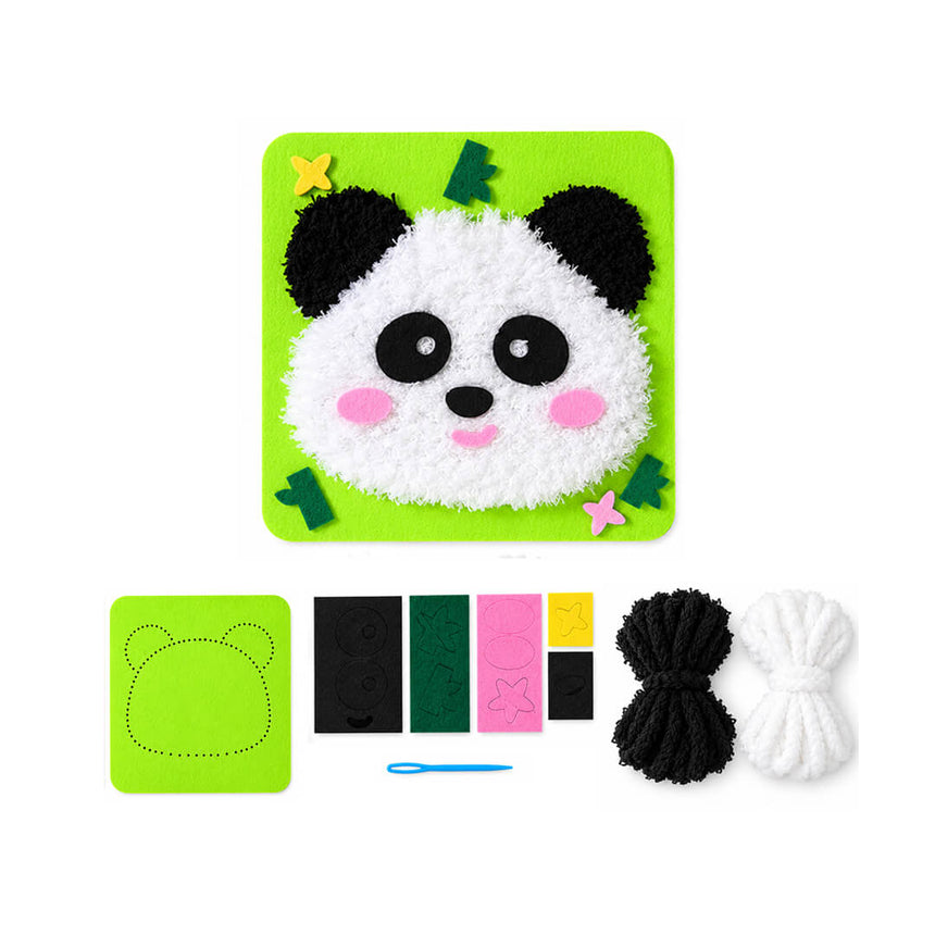 DIY panda sewing and fluffy yarn craft kit for kids