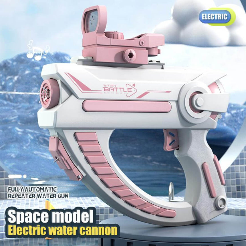 Pink electric water gun toy for beach and pool fun
