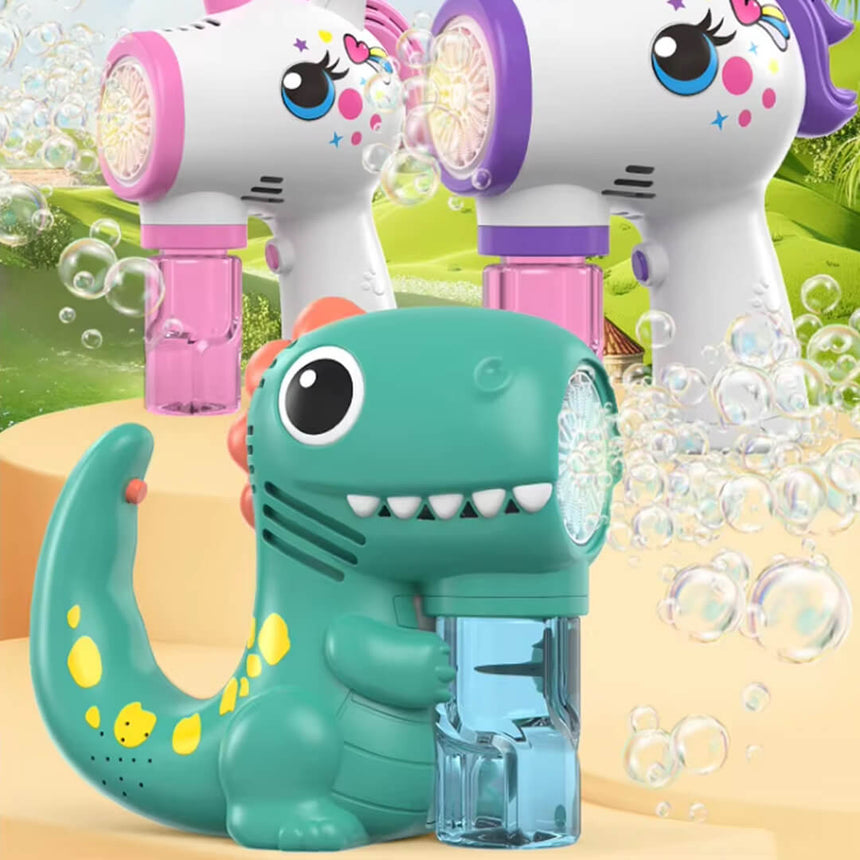Kids Battery-Powered Dinosaur Bubble Gun for Outdoor Play