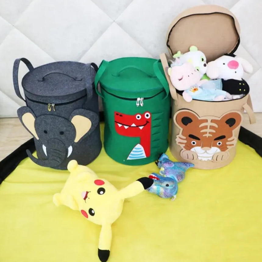 Portable felt toy storage bag for kids