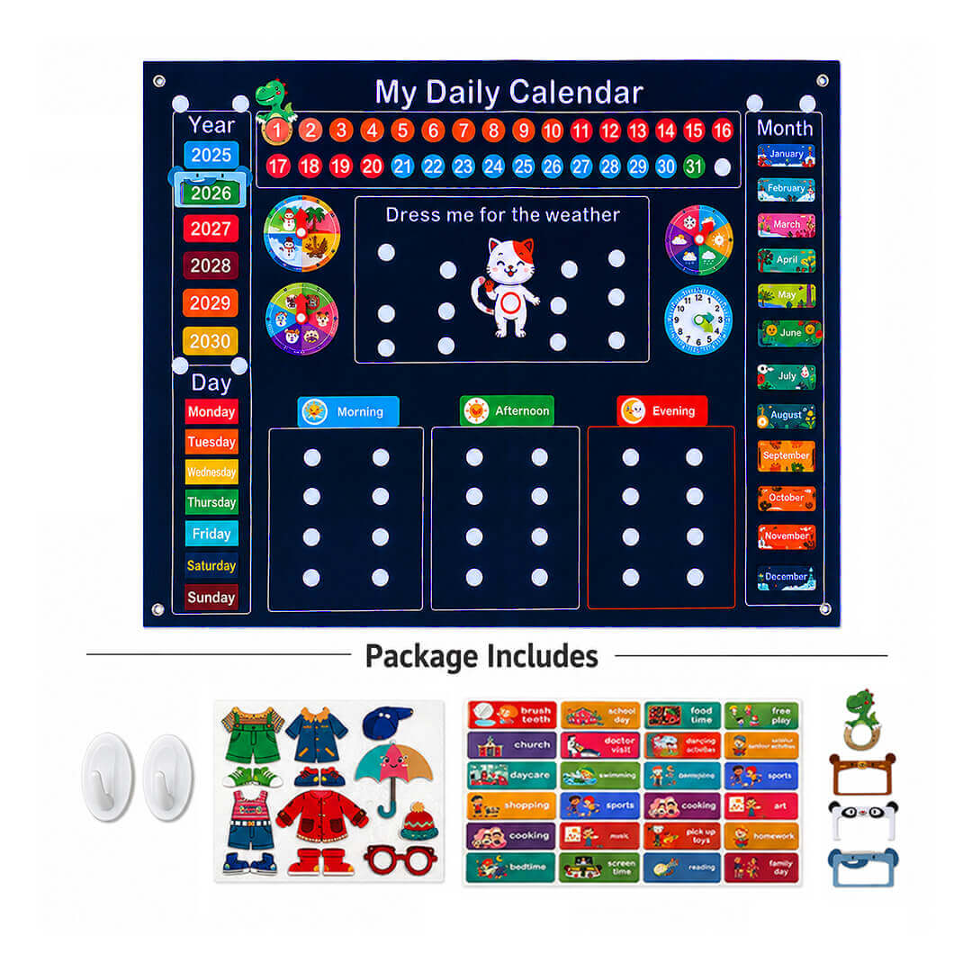 Educational daily routine felt calendar activity board for kids