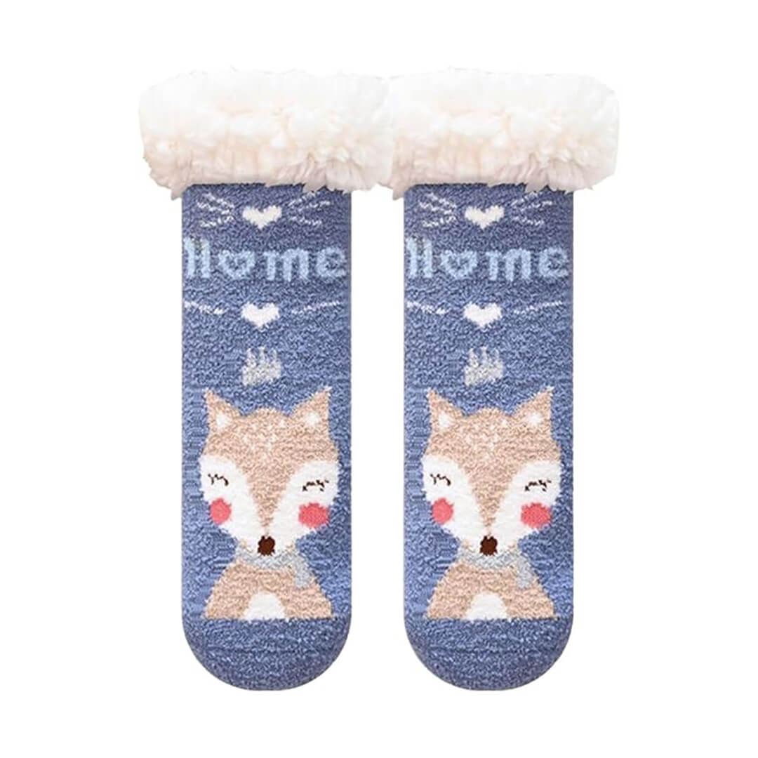 kids Fleece Sleep Socks (4-7 Years) - 3 Designs Navy Deer (16 - 21 cm)