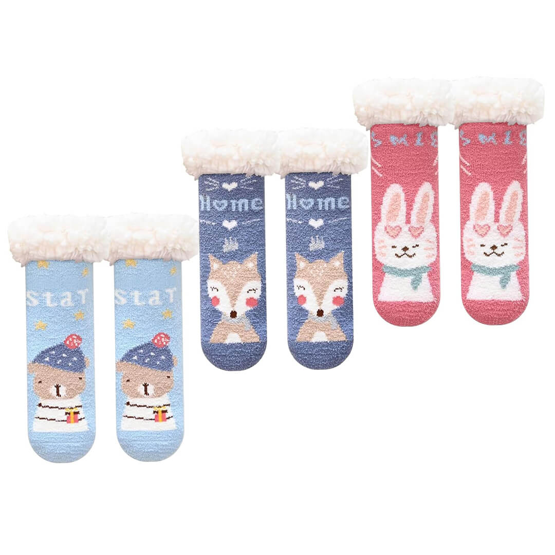 kids Fleece Sleep Socks (4-7 Years) - 3 Designs