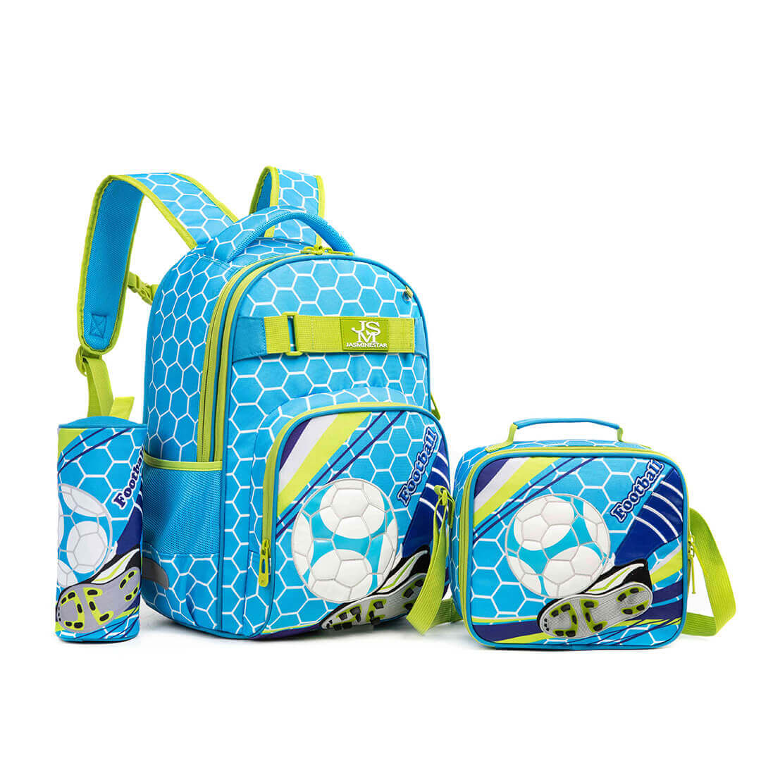 Blue and Green Soccer Backpack Combo Set