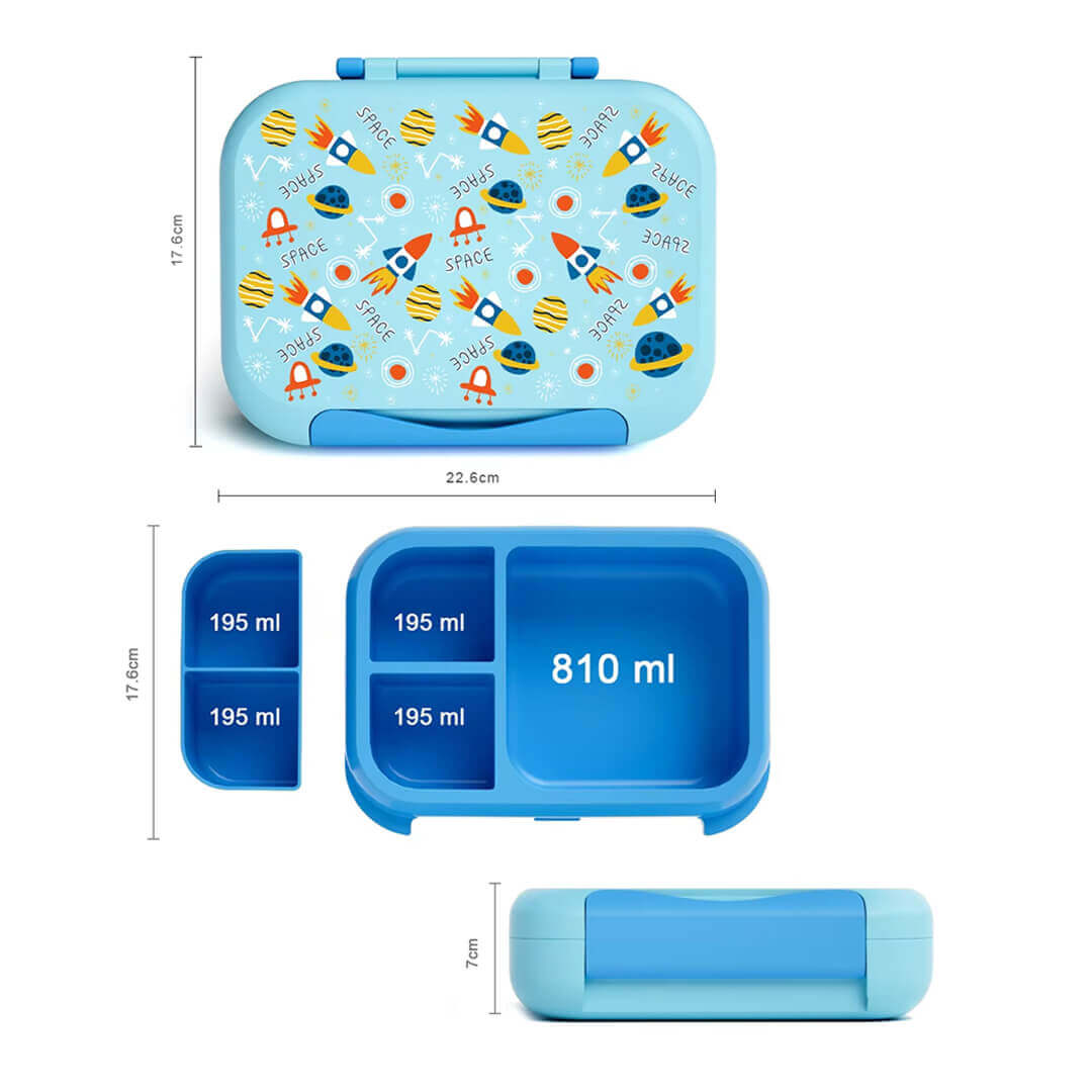 Leakproof kids' lunch box for school meals, 22 x 17 cm