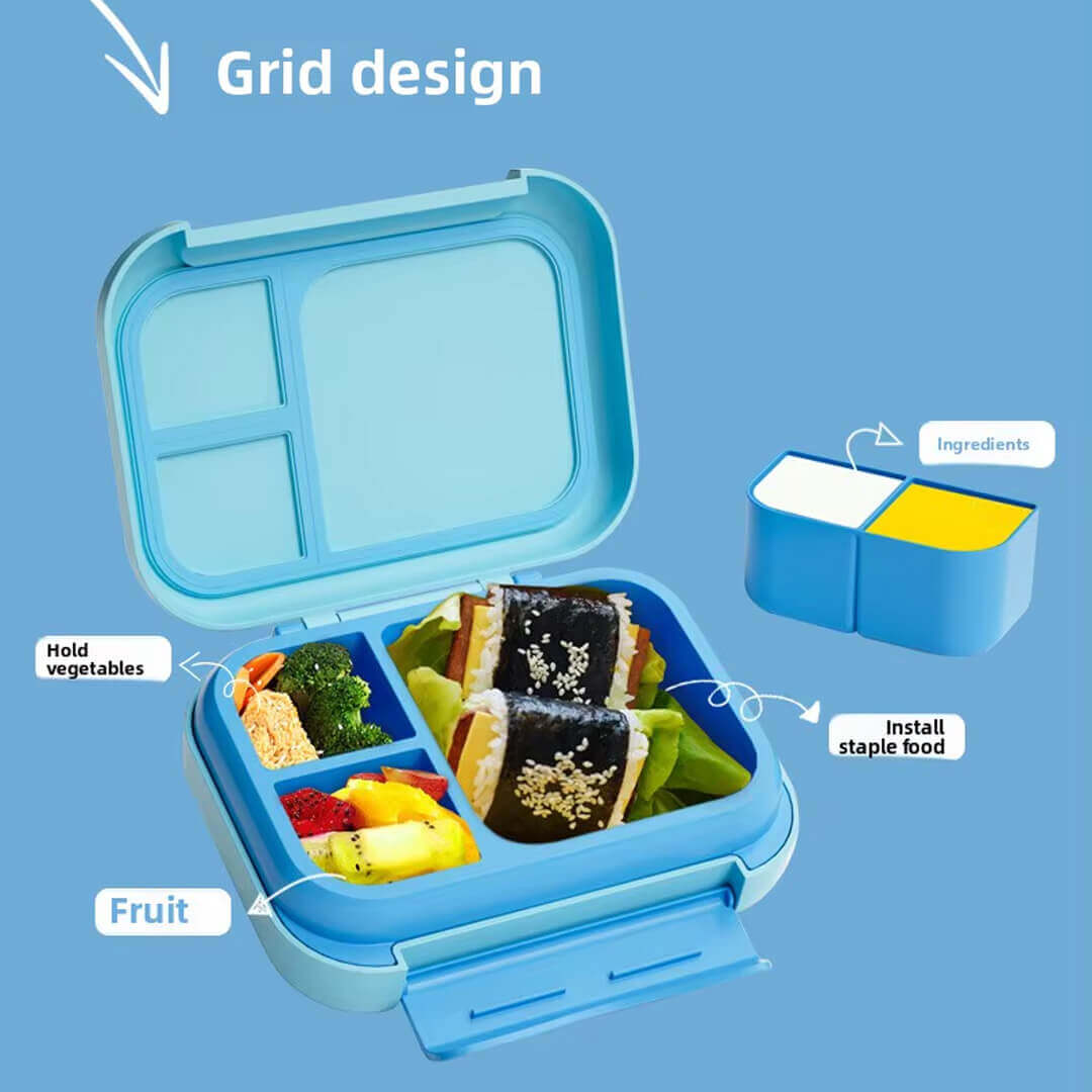 Leakproof kids' lunch box with grid design