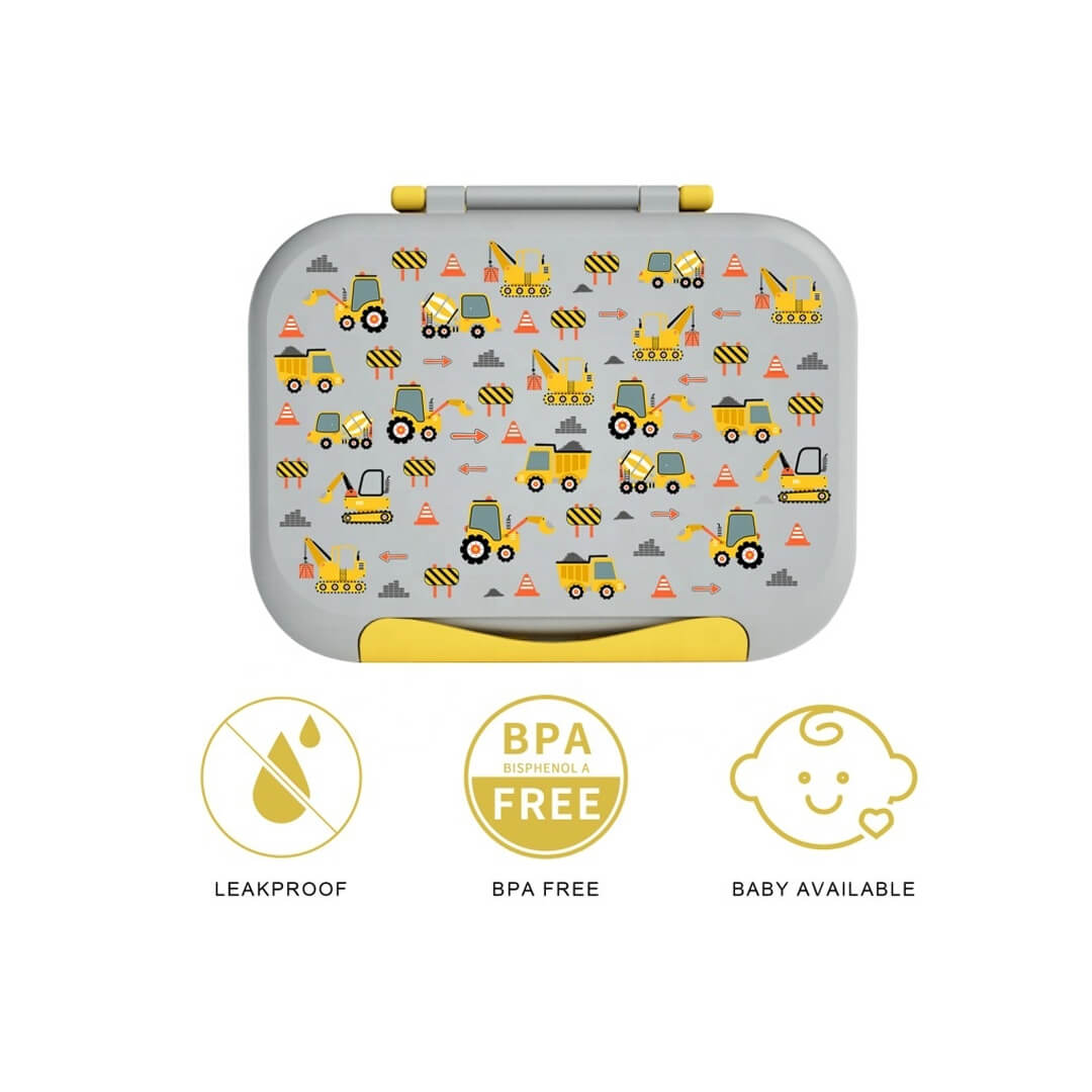 Construction vehicle lunch box for kids, BPA-Free and leakproof