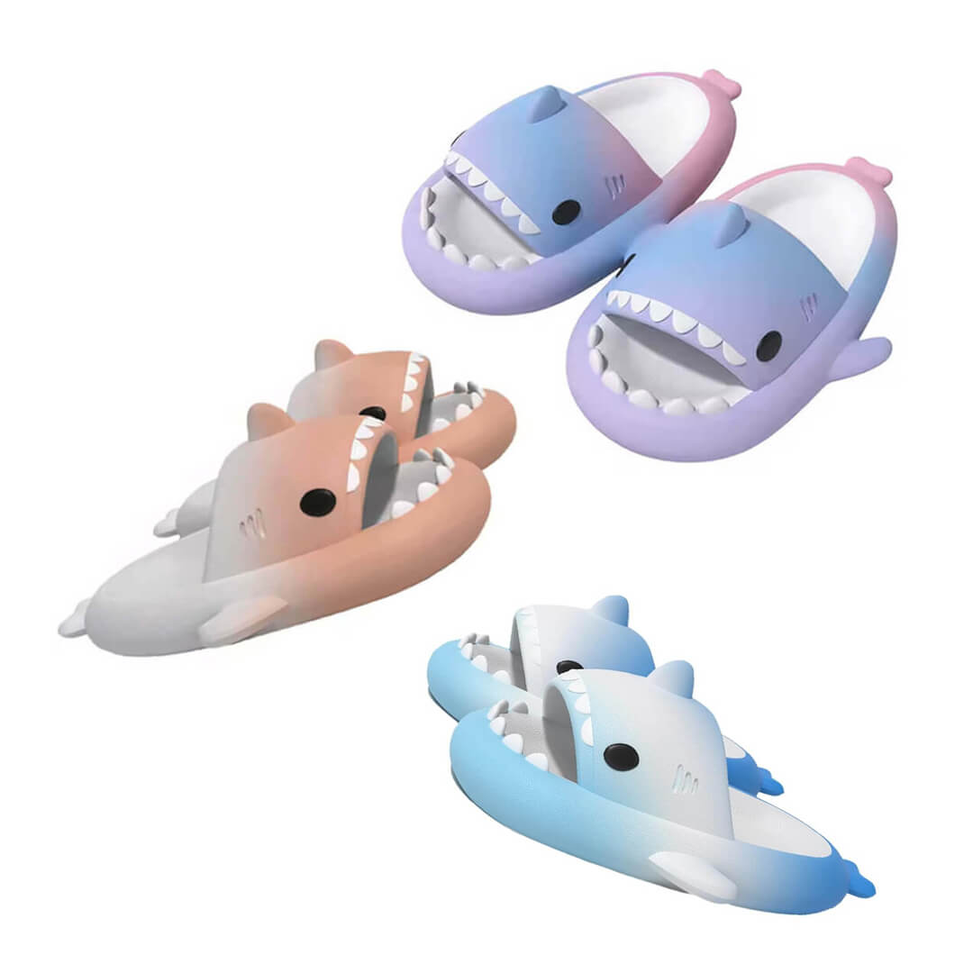 Kids rainbow shark slippers for hbeach and home use
