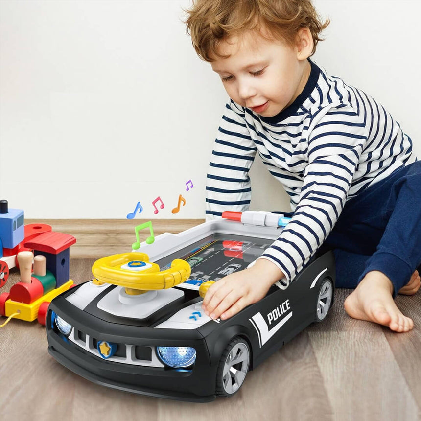 Police car steering wheel driving game for kids