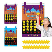 Kids Ramadan calendar with 30 mini compartments for Eid countdown blue and purple