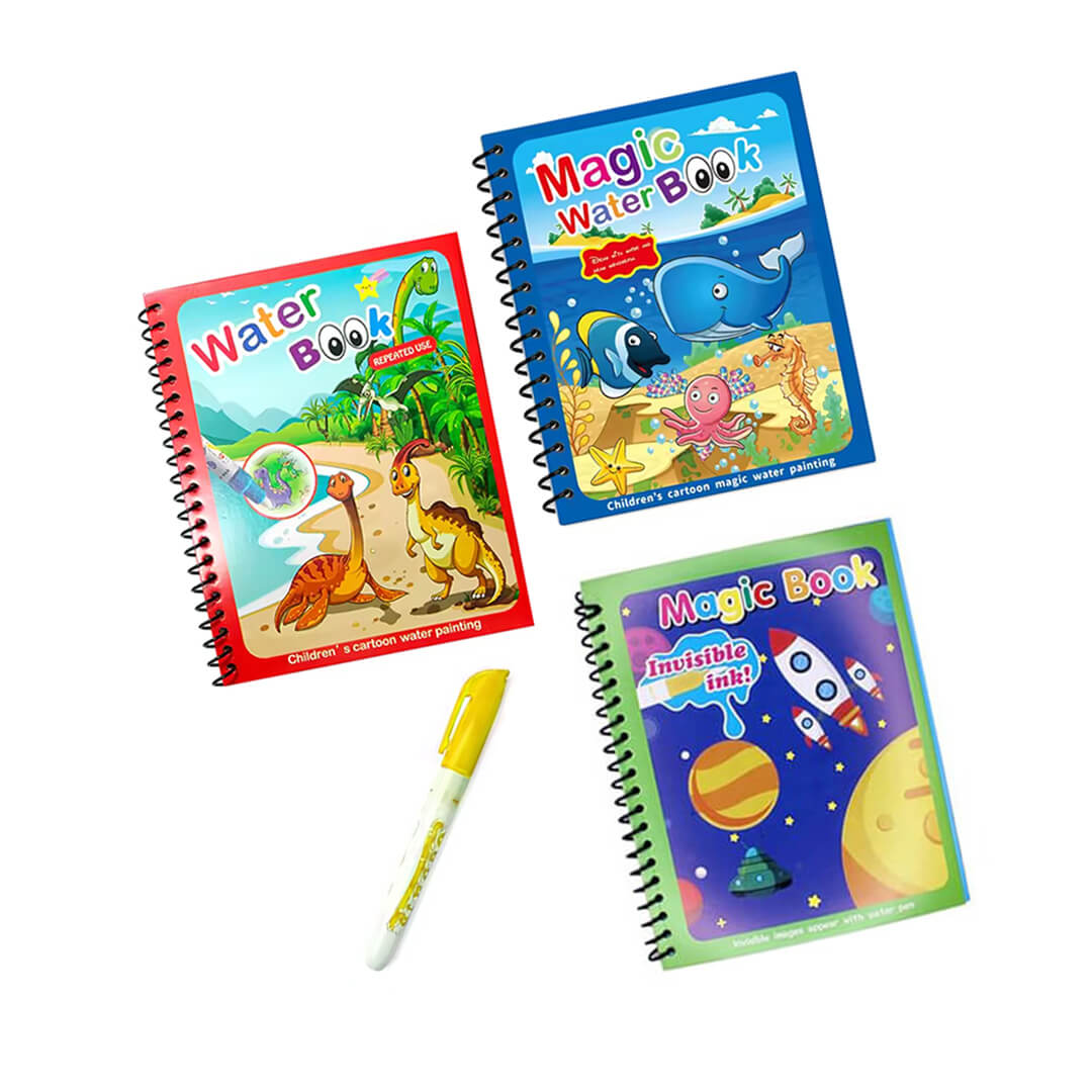 Kids' reusable magic water coloring book with refillable water pen