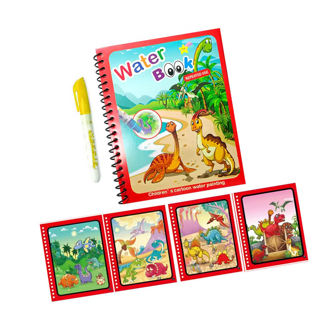 Magic water coloring book for kids in dinosaur theme