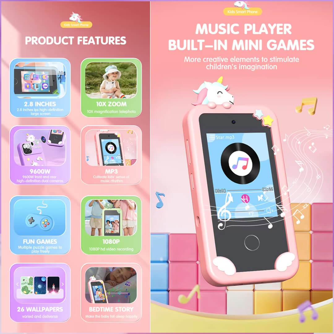 Kids' smartphone with built-in games, camera and apps