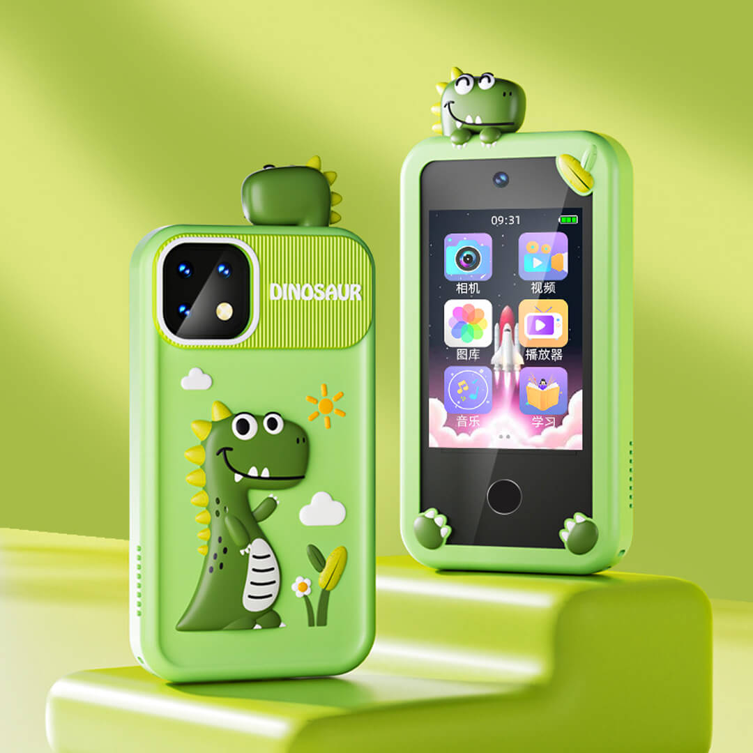 Green Dinosaur smartphone toy with touchscreen and colorful display