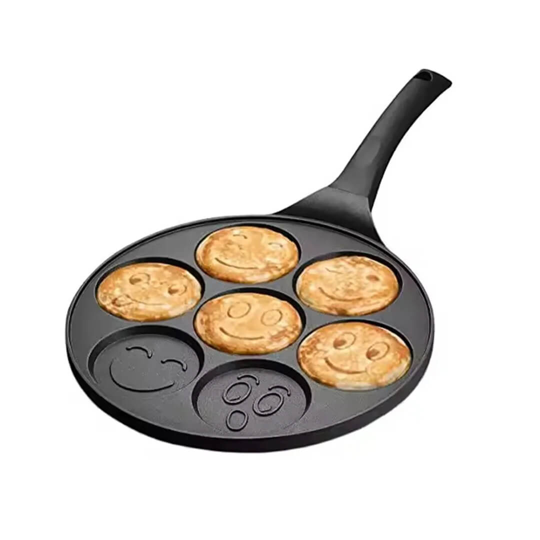 Kids Smiley face pancake pan with seven molds