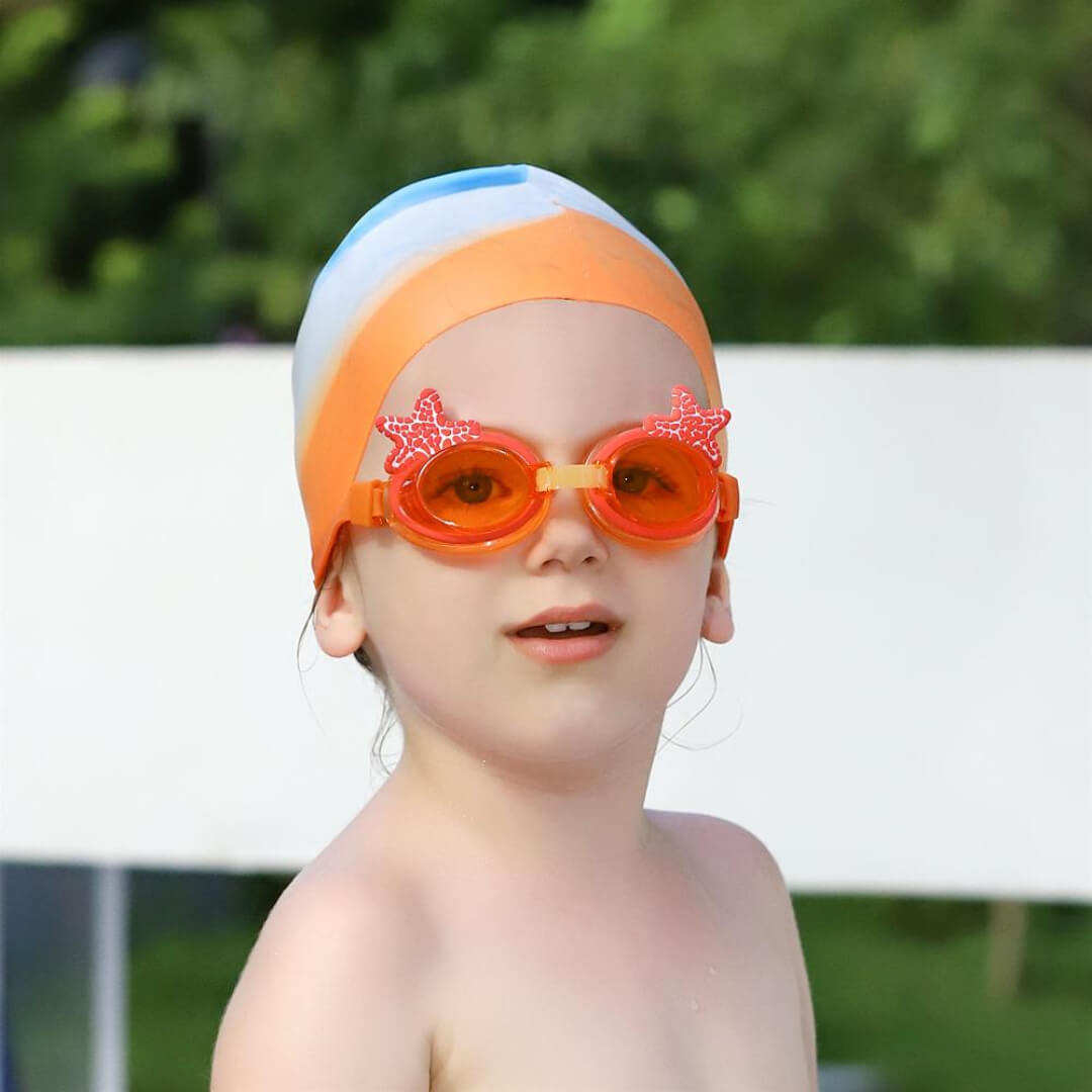 Swimbobo sea star swim set with silicone cap and anti-fog goggles