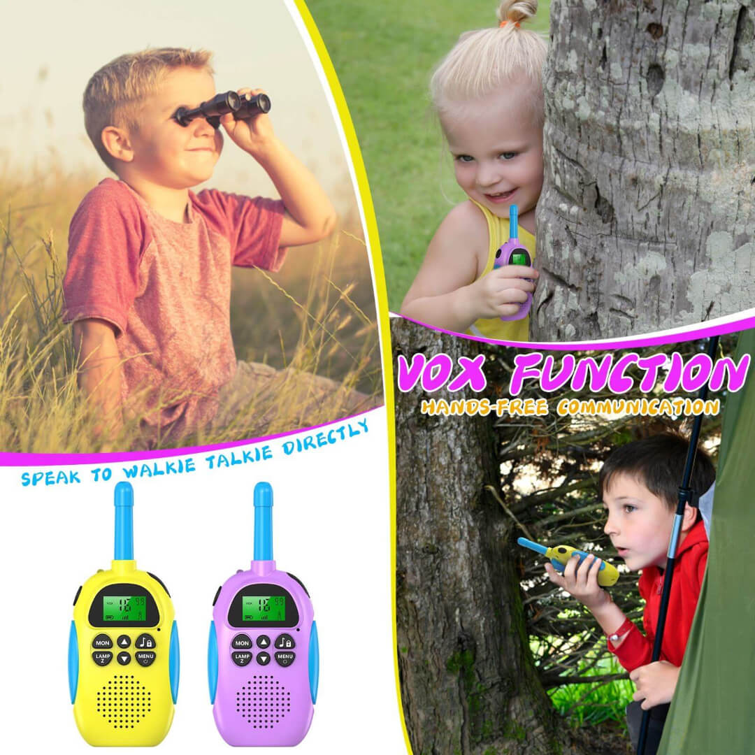 Walkie-talkie set with push-to-talk button for children