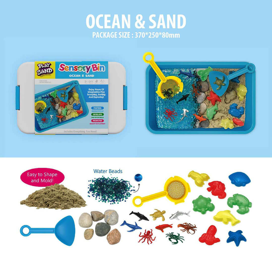 Kids beach sensory play set with kinetic sand