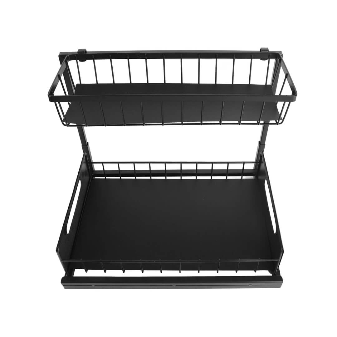 L-shaped rack  for storage organization, black