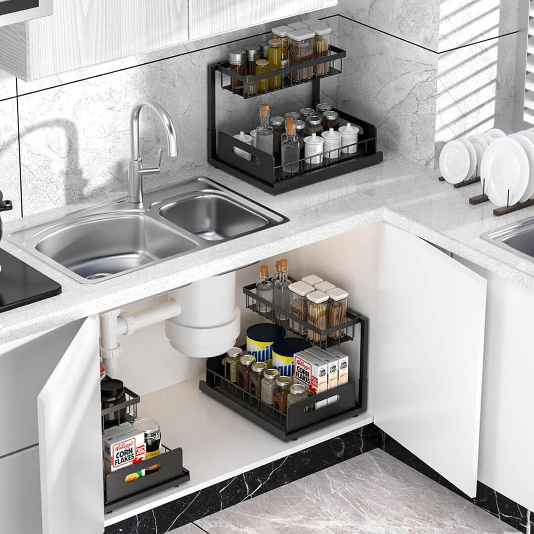 Kitchen L-shaped rack  for storage organization