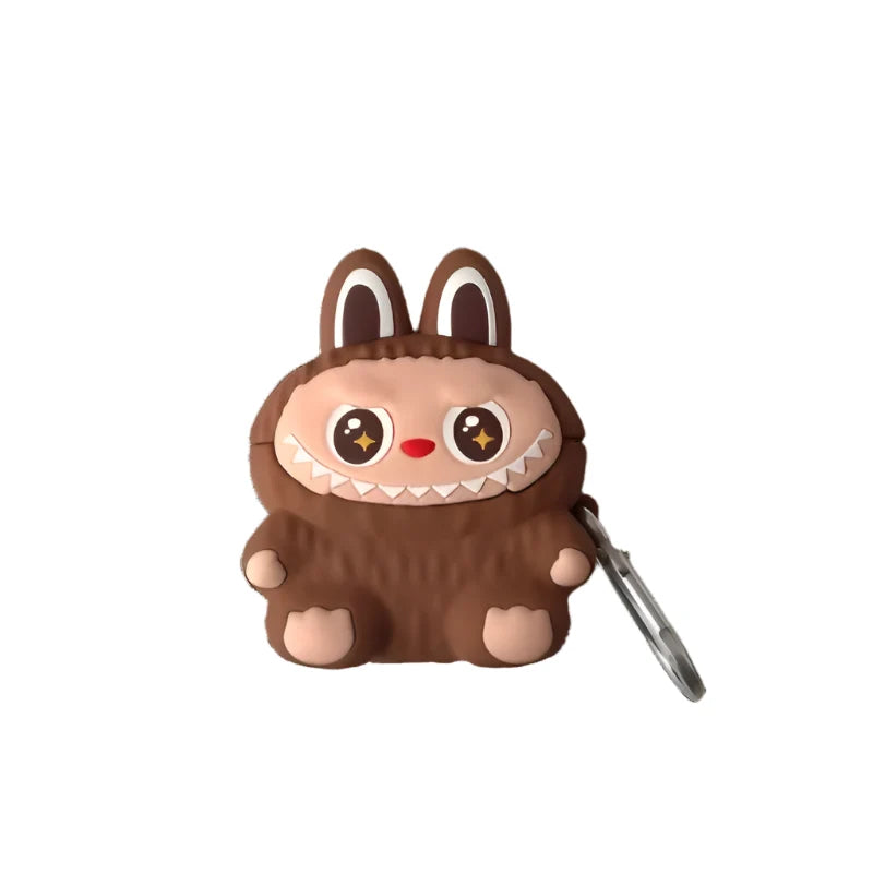 Brown cartoon character keychain on a white background